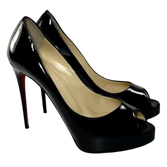 CHRISTIAN LOUBOUTIN VERY PRIVE Black Patent Platform Stiletto Pumps 37.5 7.5 - Picture 6 of 14